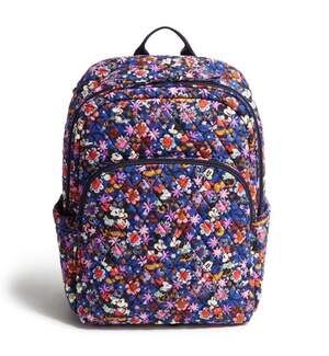 Vera Bradley x Disney Essential Large Backpack Mickey & Minnie Sweet Floral Blue